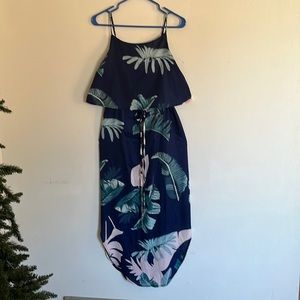 Summer dress. Qearal Brand. Size M. Blue with green and cream colored le…